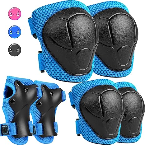 Kids Protective Gear Set, Knee and Elbow Pads with Wrist Guards for Ages 3-8 Year Toddler, 3 in 1 Enhanced Material Protective for Skating Cycling Bike Roller Scooter, Includes Organizer Bag