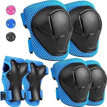 Kids Protective Gear Set, Knee and Elbow Pads with Wrist Guards for Ages 3-8 Year Toddler, 3 in 1 Enhanced Material Protective for Skating Cycling Bike Roller Scooter, Includes Organizer Bag