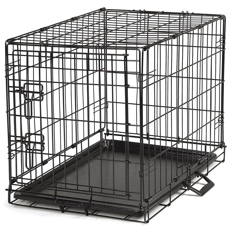 Caixa de Transporte para Cães Extra Pequenos Pro Select, Metal Dobrável, Preta, com Bandeja Removível