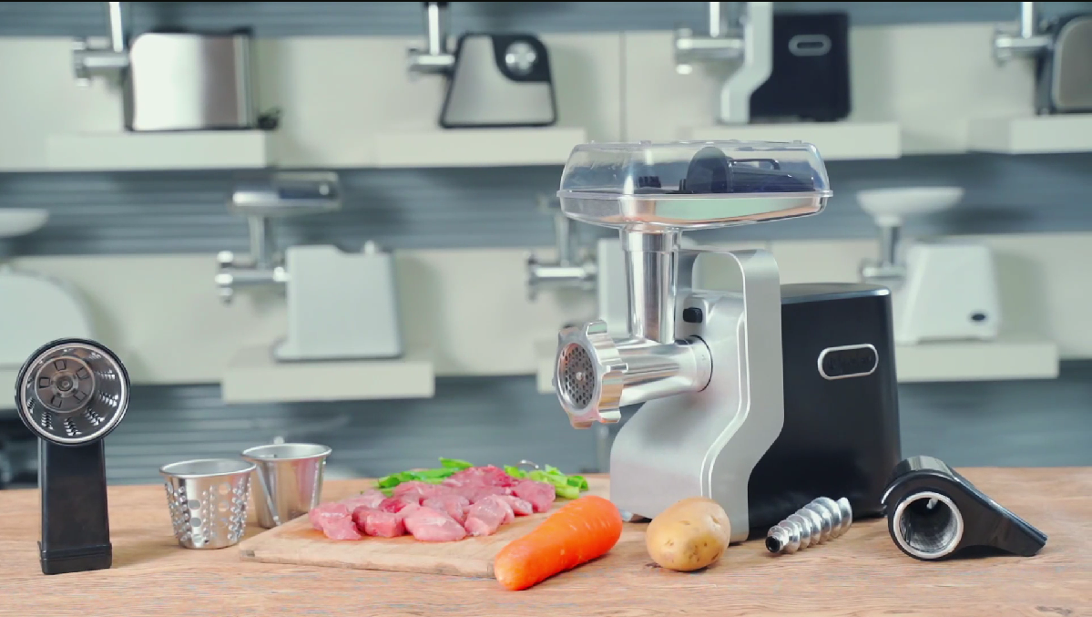 VEVOR Hachoir à Viande 1100 W Hachoir Électrique Multifonctionnel 360 Kg/h Avec 2 Lames 2 Plaques De Broyage Poussoir à Saucisses Inox Alimentaire