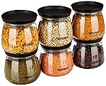 Solimo Plastic Storage Jar and Container Set I Air Tight & BPA Free Containers for Kitchen Storage Set I Grocery Kitchen Container Set I Multipurpose Jar,800 Ml Each, Set 6, Black