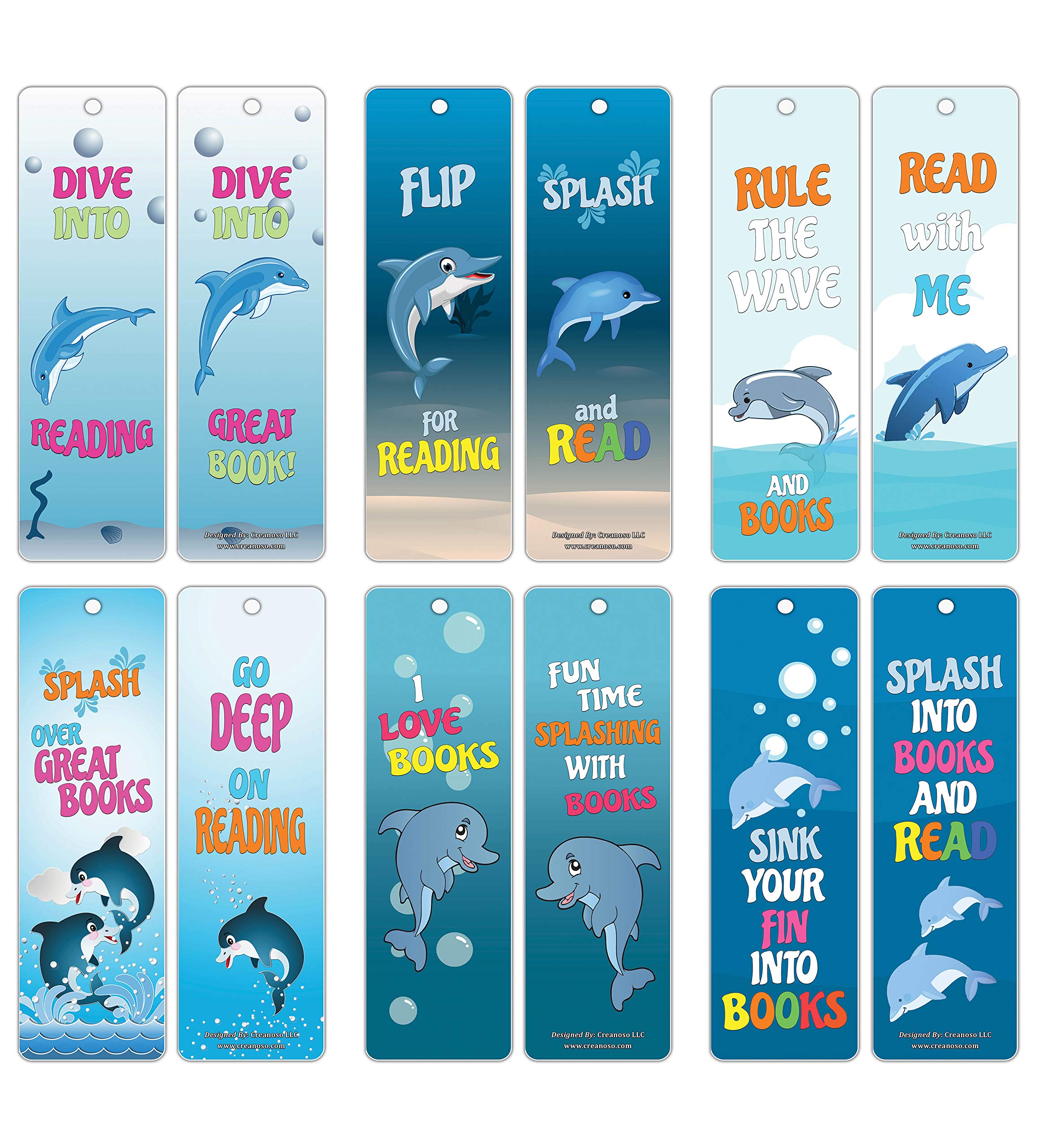 Buy Creanoso Motivational Reading Dolphin Bookmarks for Kids (12Pack
