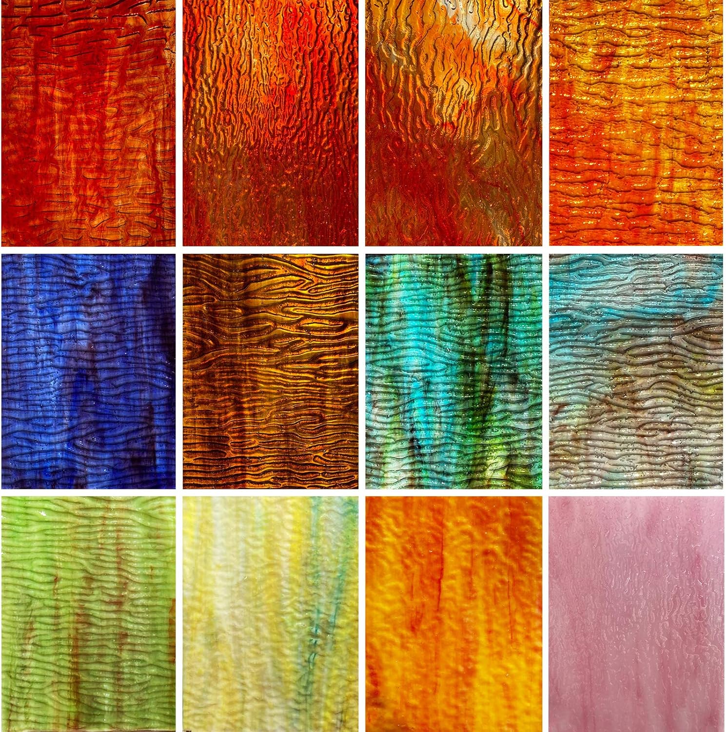 LITMIND 12 Sheets Stained Glass Sheets Variety Pack, 4 x 6 inch Cathedral Glass