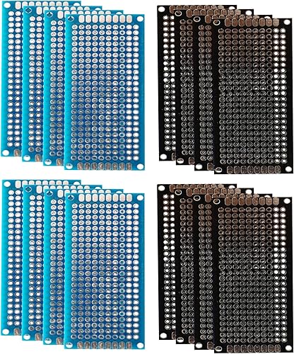 Kit de prototipo de placa PCB de doble cara, 24 unidades, 1.2 x 2.8 in, 2 tamaños, azul y negro, placa de circuito impreso universal de 2 colores