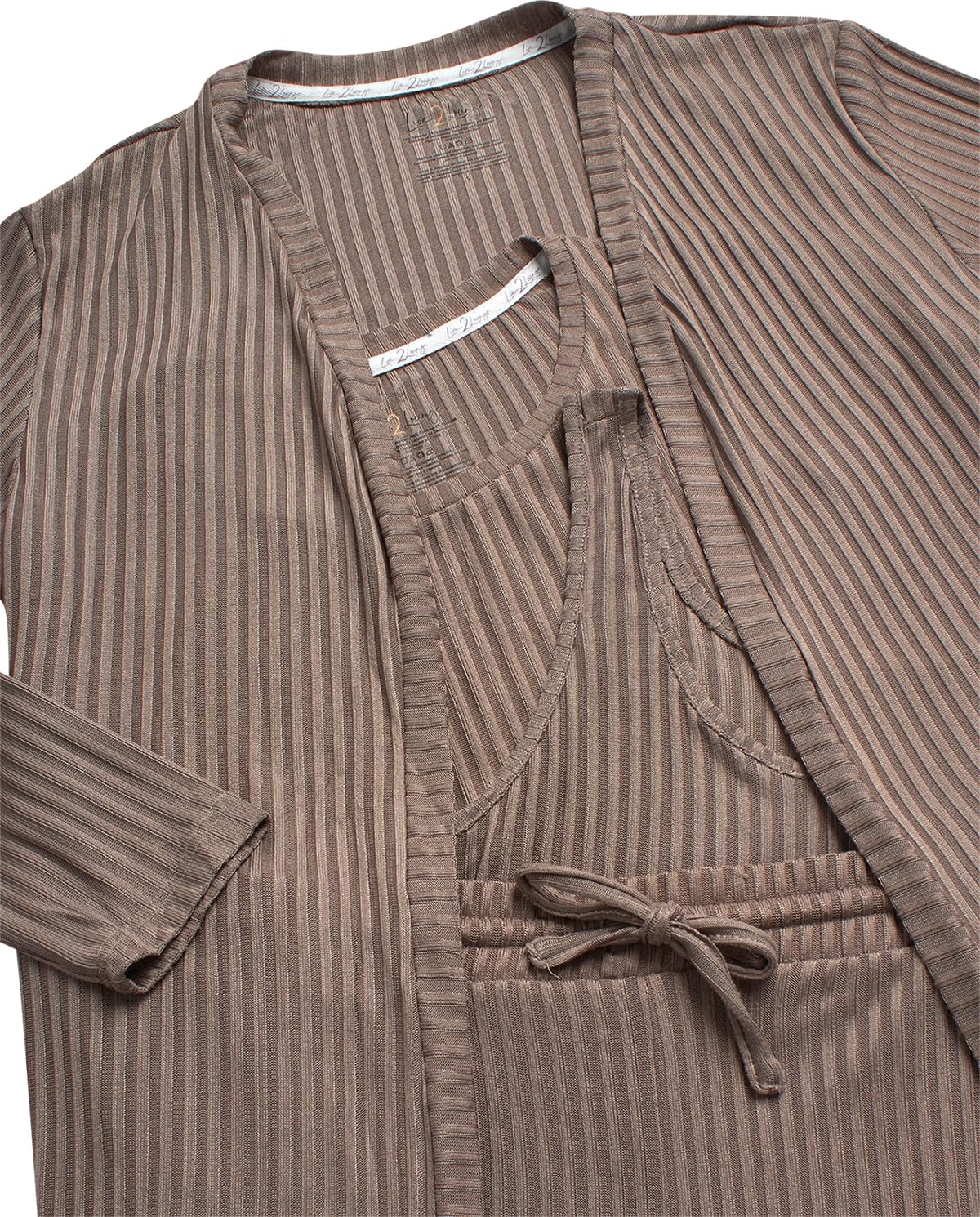 Women's 4-Piece Pajama Set, Soft Hacci Knit Loungewear, Short Sleeve T-Shirt, Tank Top, Cardigan & Jogger Pants - Image 3