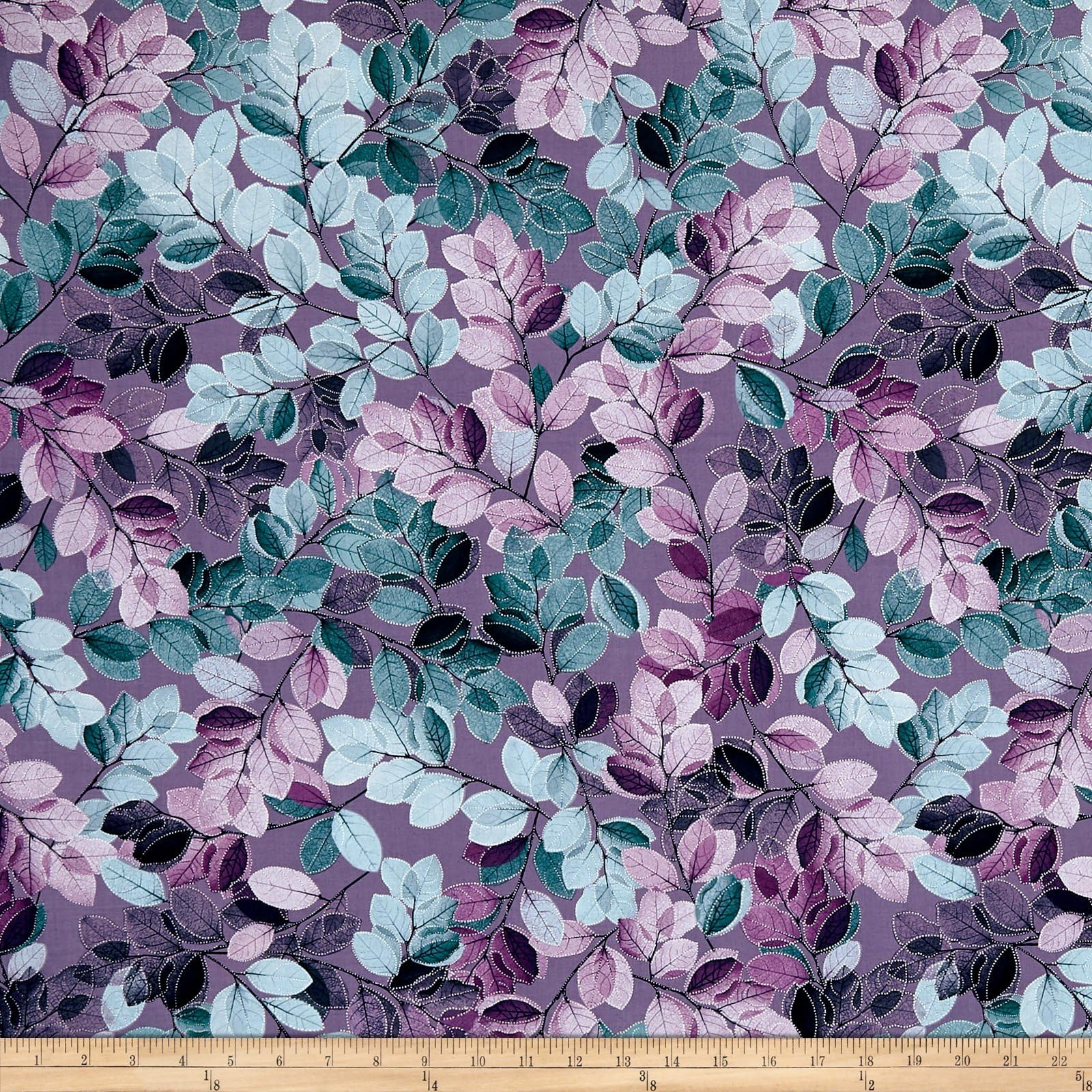 Kanvas Studio 0567523 Kanvas Essence of Pearl Sheer Leaves Lavender Fabric by the Yard