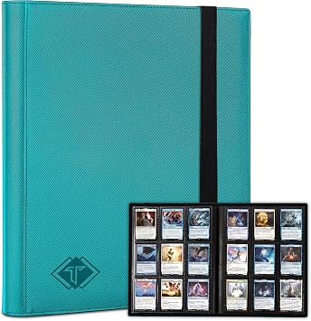 Tioplior 9 Pocket Card Binder,Trading Card binder Holds 432 Side Loading Pocket,Durable PU Cover,Card Collection Binder for MTG, TCG, Baseball,Sports Cards Teal