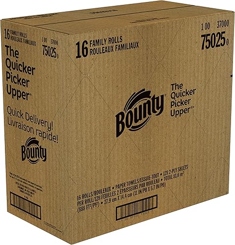 Miniatura 14 de Bounty - Toallas de papel de tamaño rápido color blanco rollos familiares 16 unidades hasta 40 rollos normales
