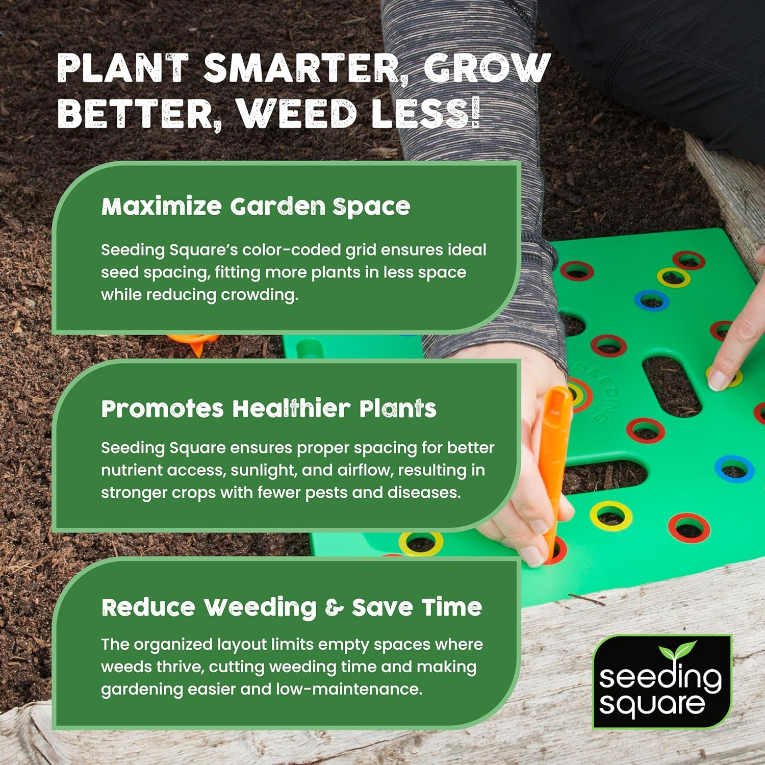 Hand Pollinator + Seeding Square Bundle – Garden Pollination Tool with Seed Spacing Template for Better Plant Growth & Vegetable Production