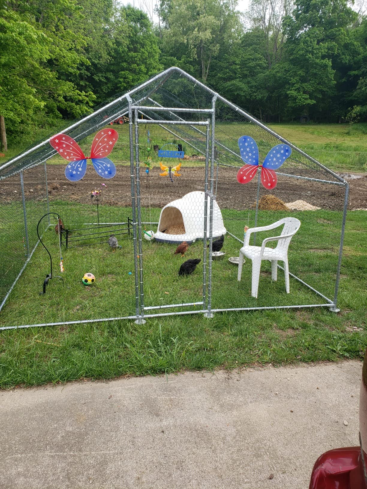 33/mo Finance Outdoor Metal Chicken Coop Extra Large Chicken Run Walk in Poultry Cage Hen