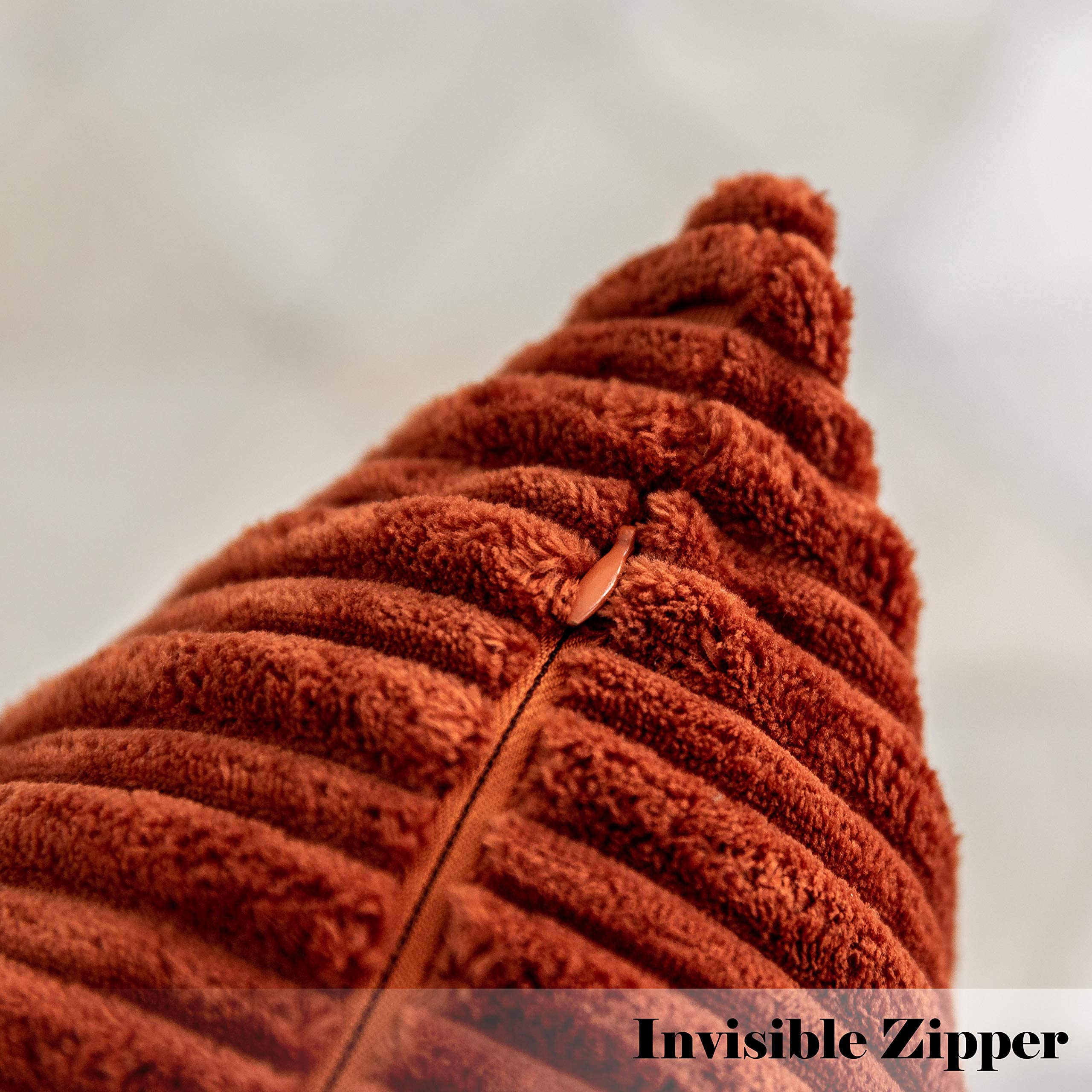 Kevin Textile Set of 2 Fall Pillow Covers Solid Supersoft Corduroy Handmade Decorative Velvet Throw Pillow Cushion Cover for Seasonal Autumn Burnt Brick - Image 2