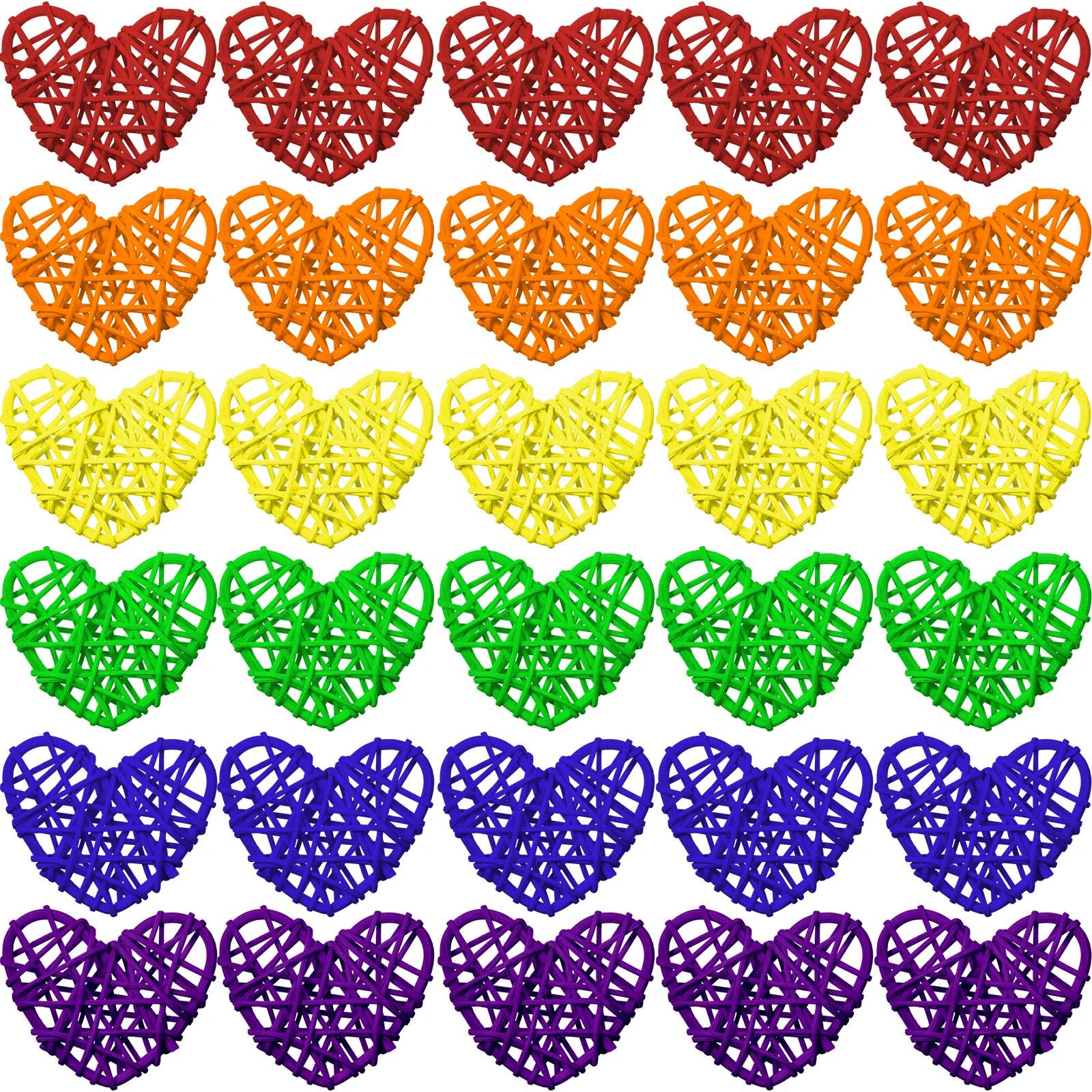 Qunclay 30 Pcs Gay Pride Rattan Ball Rainbow Rattan Balls Decoration Wicker Balls for LGBT Festival Party Wedding Baby Shower Birthday Party DIY Vase Filler Ornament Decoration (2.4 Inch)