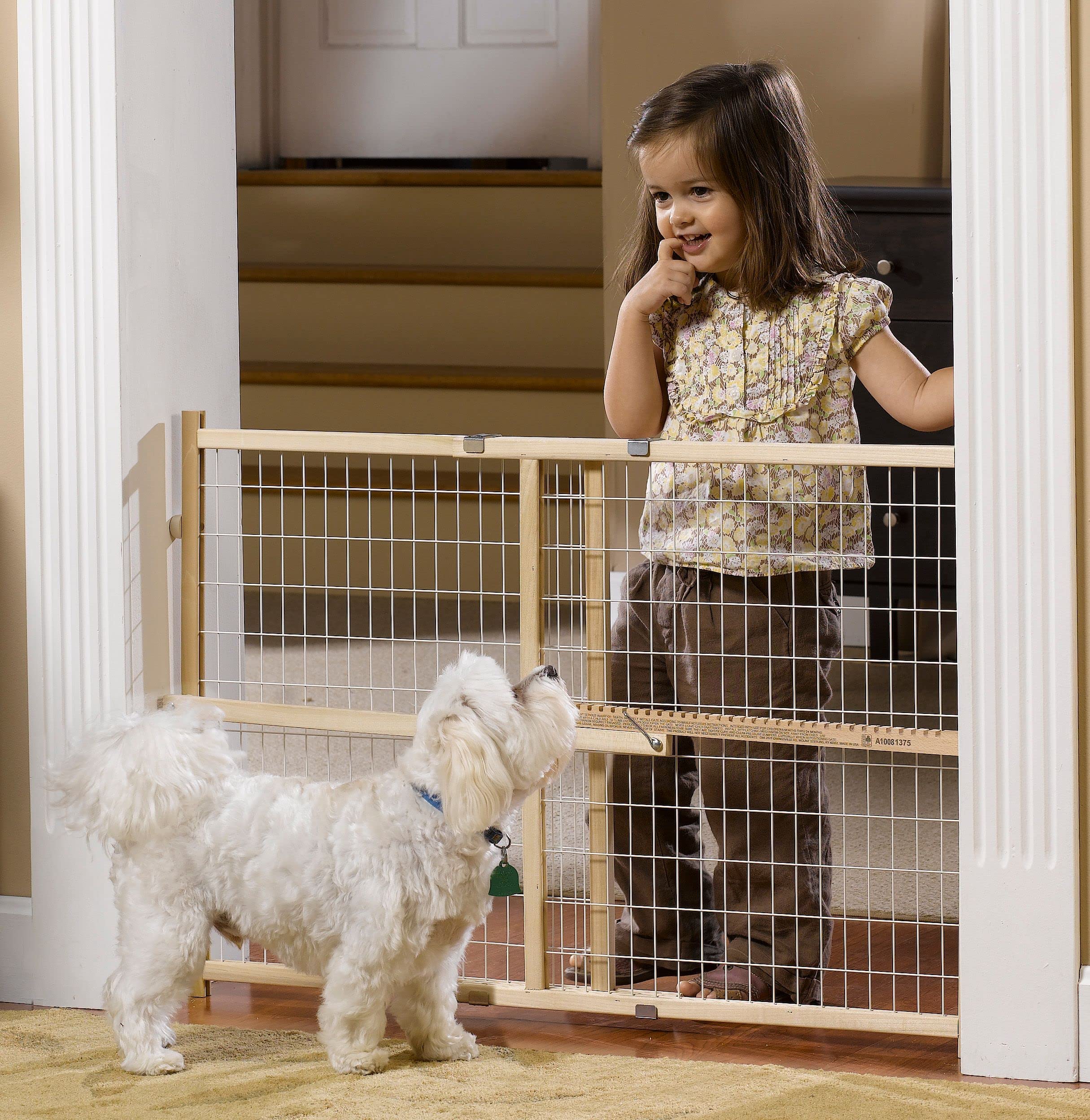 GMI GuardMaster II (375) Standard Wire Mesh Pet Gate- Pressure Mounted | One-Hand Release Dog Gate - 24" Tall, Fits 26" to 41" Wide, Made in USA