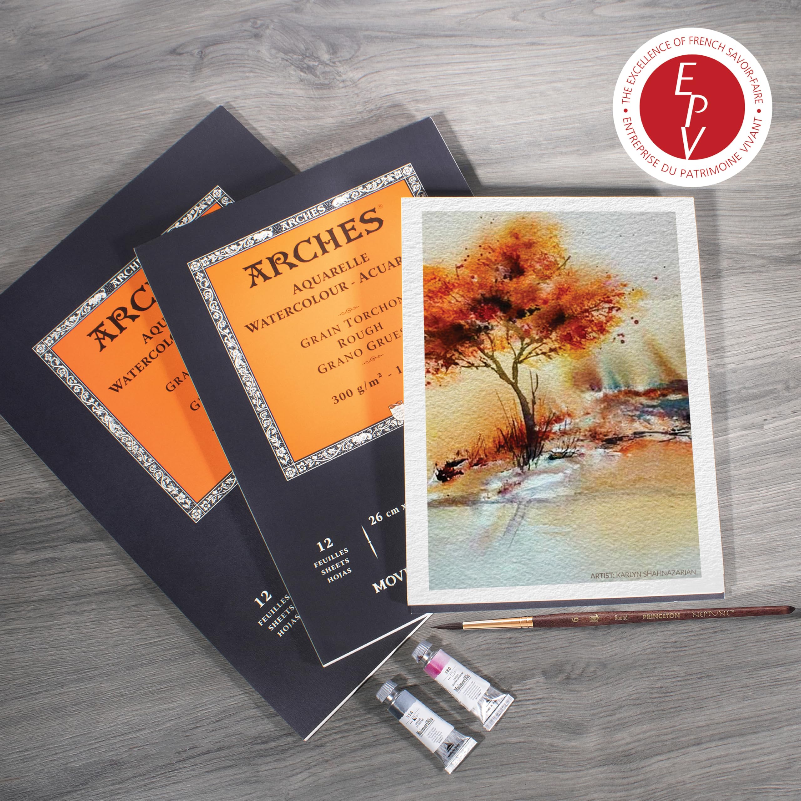 Arches- Bloc Enc 26 x 36 12H Aquarelle 100% épais 300 g Nat, A1795103, Blanc Naturel