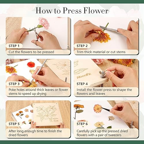 Miniatura 8 de Aboofx Kit de prensa de flores, kits de manualidades de 11 x 11 pulgadas, 10 capas de madera para manualidades, prensa de flores prensadas y plantas