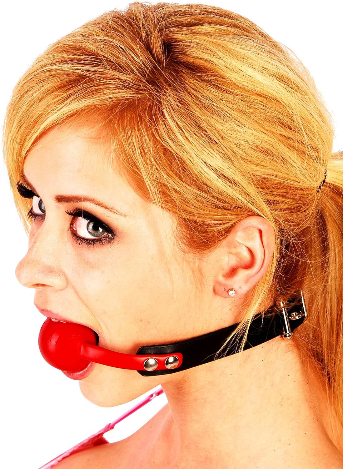 Super Grip™ Ball Gag - Red Ball - Black PVC (2 Inch Red Ball)