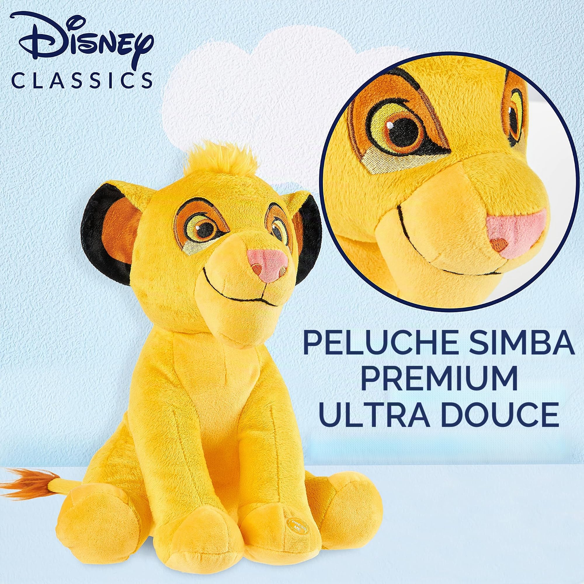 Peluche Roi Lion Simba – 1 Pièce – Coton PP – 13-15 Cm – Doudou Collection