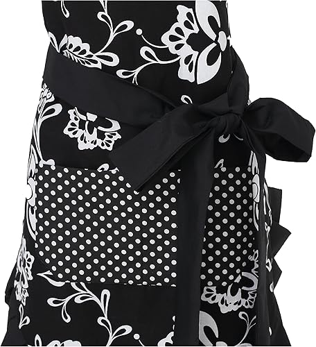 Miniatura 5 de Delantal para mujer Surblue, 100 % algodón orgánico, reutilizable, con dobladillo y dos bolsillos, tira extralarga