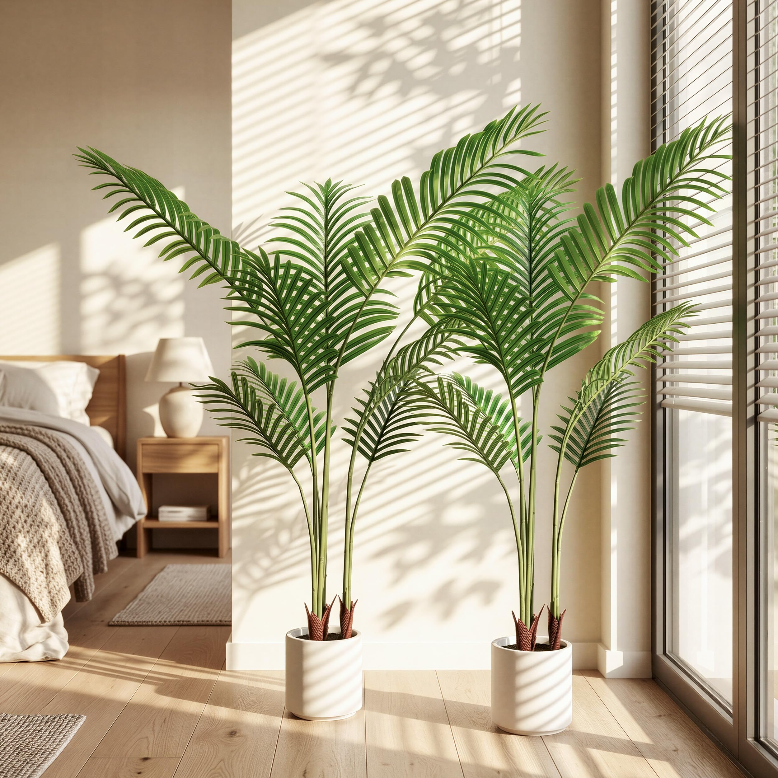 BEAUTYPEAK Palm Plant Kunstpflanze 120cm, Künstliche Pflanze 2 Stück | Langlebig und Formstabil Künstliche Pflanzen, Zimmerpflanze Deko für Wohnzimmer Balkon, Büro, Flur, Fake Plants Wie Echt
