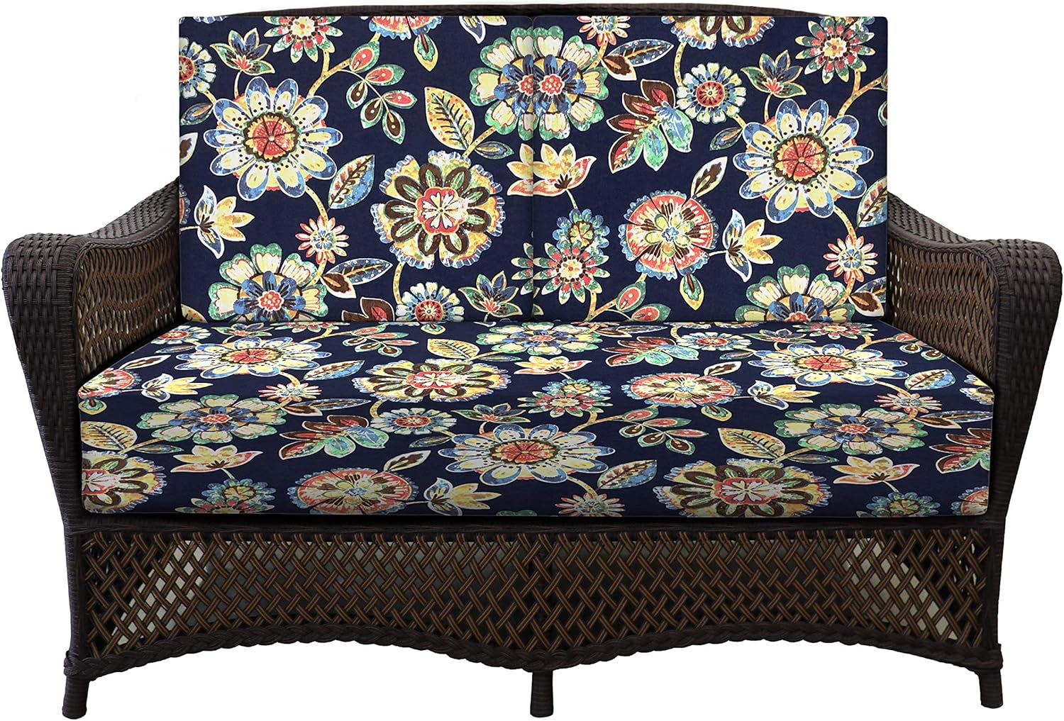 RSH DECOR: Deep Seating Foam Loveseat Cushion Set | 46” x 26” Loveseat | All-Weather Spun Fabric | Outdoor Foam Settee and Back Cushions for Patio Furniture | Daelyn Navy