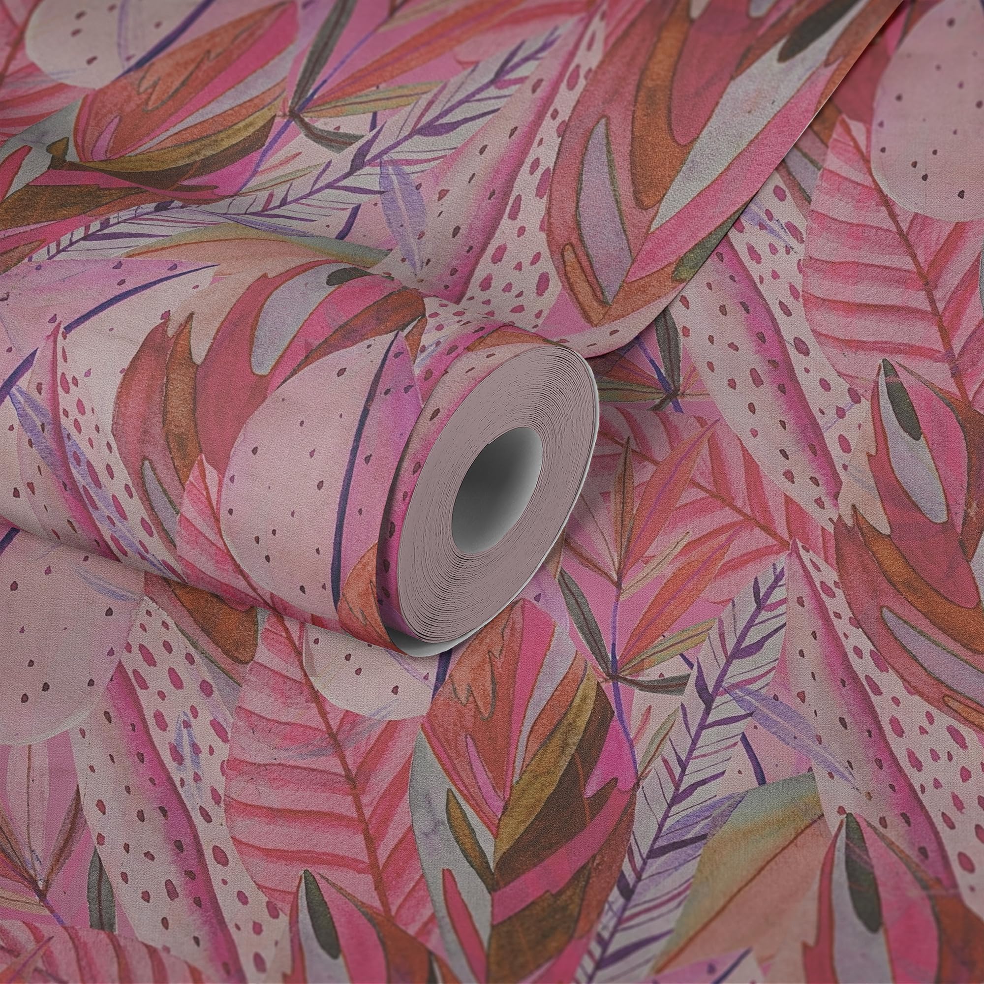 livingwalls Anna D'Andrea Papel pintado no tejido Floral 10,05 m x 0,53 m - Rosa, morado, rosa, multicolor - Papel pintado Selva - 782203