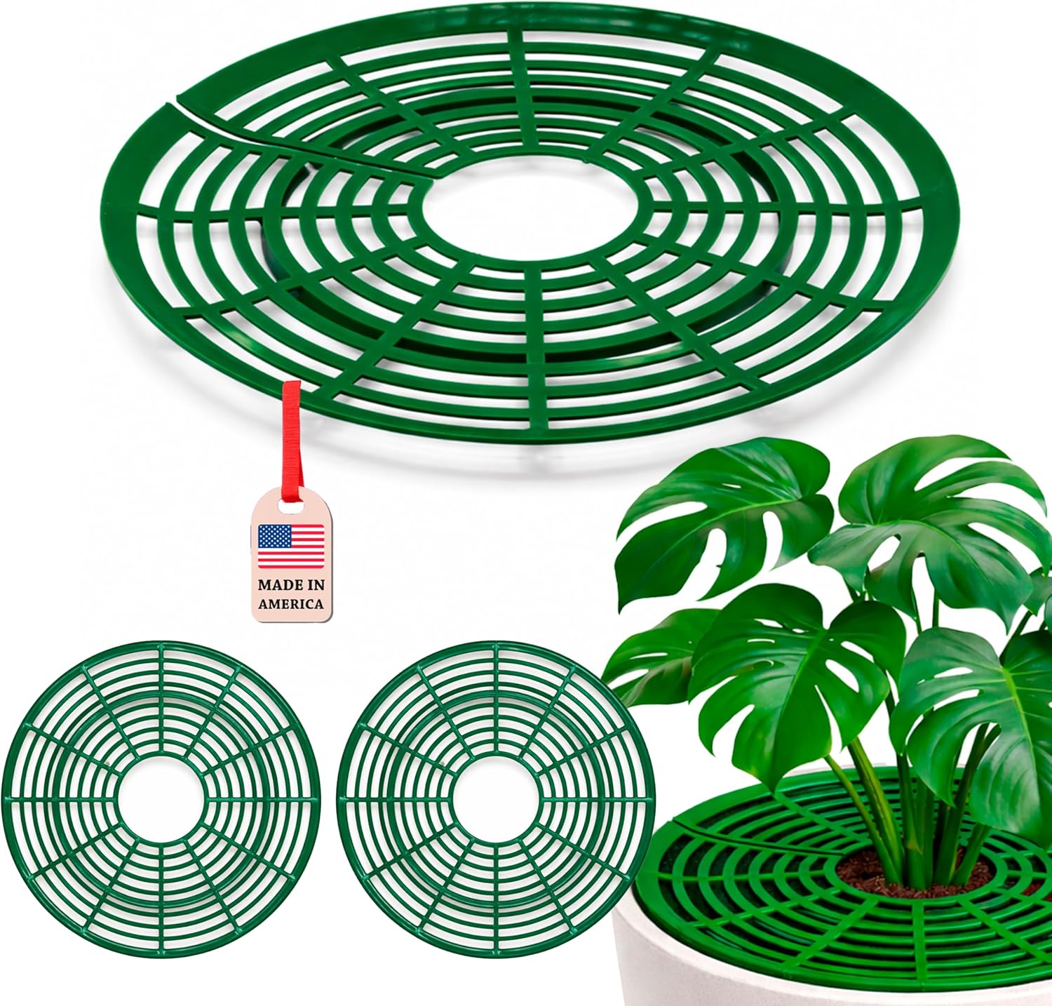 12 inch Plant Pot Cover | Soil Cover for Plants (One Piece Design) | 6 Pack | Dark Green | No Stakes or Assembly Needed | Perfect for Covering Plants from Animals | Made in USA