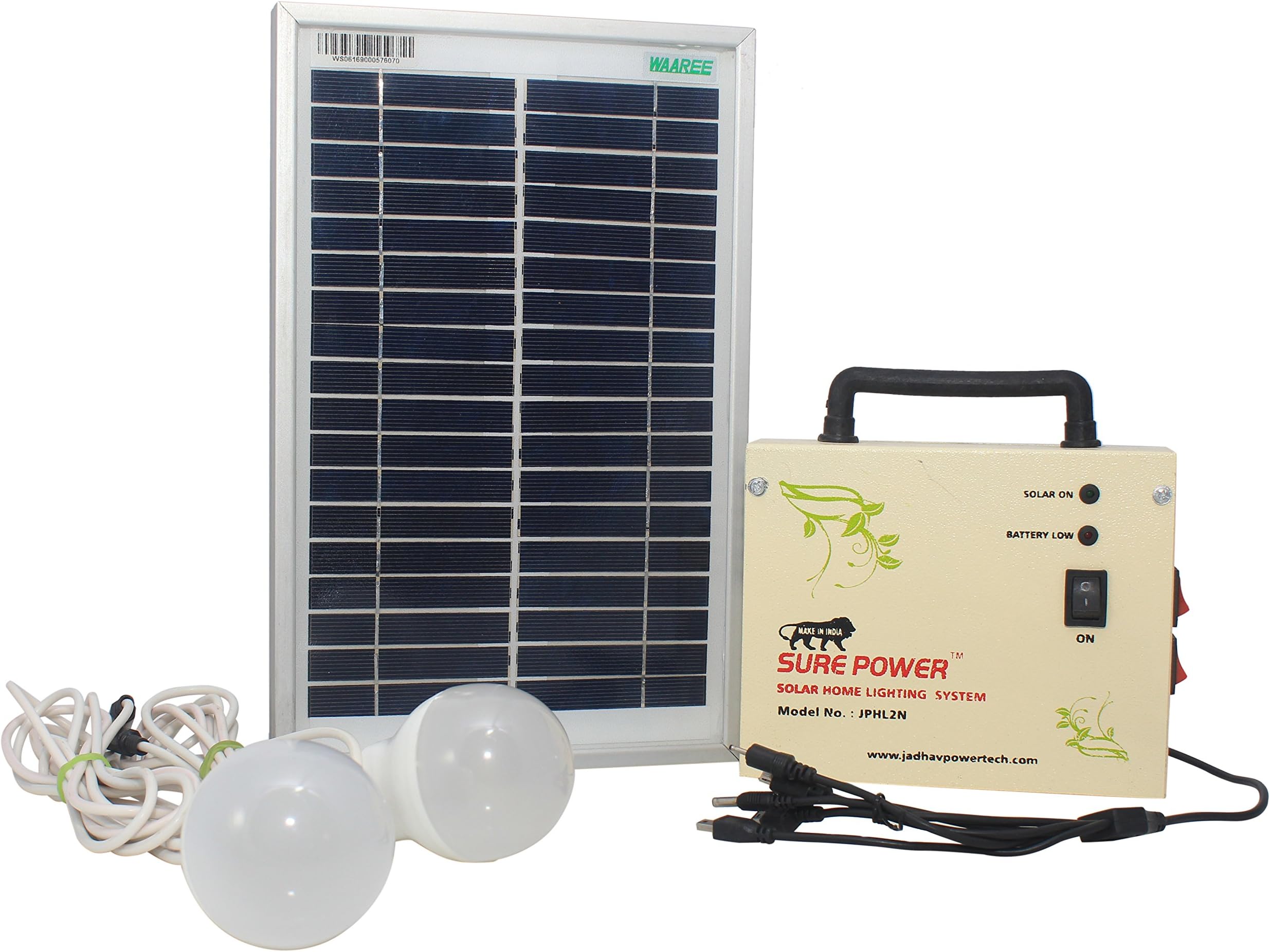 Sure Power Solar Home Lighting System (White, 15 cm x 5 cm x 12.5 cm)
