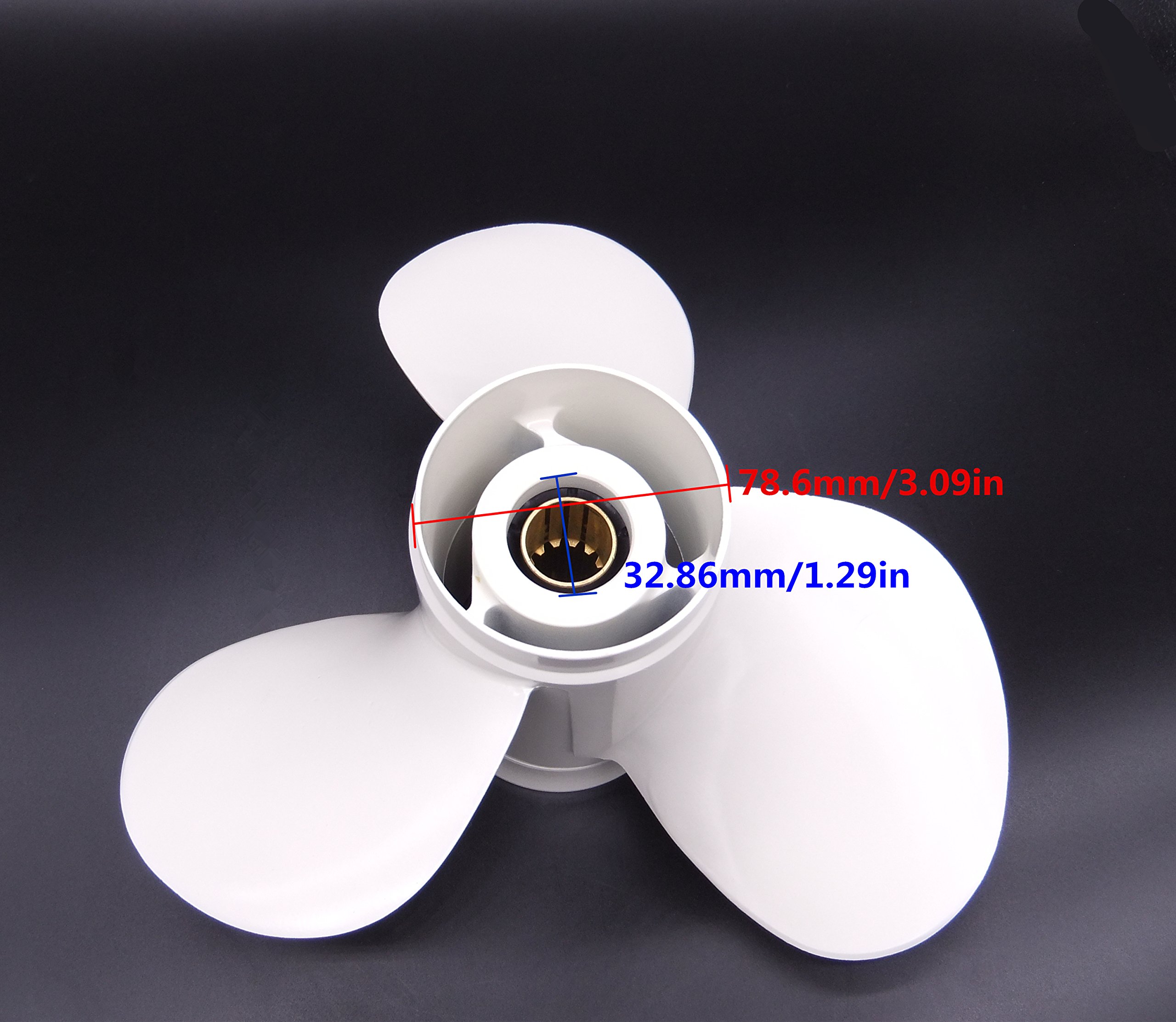 SouthMarine Barco de Motor Aleación de Aluminio 3 Cuchillas Hélice 11 1/8x13-G para Yamaha 30hp 40hp 50hp 60hp Motor Fuera de Borda 11 1/8 x 13 69W-45945-00-EL