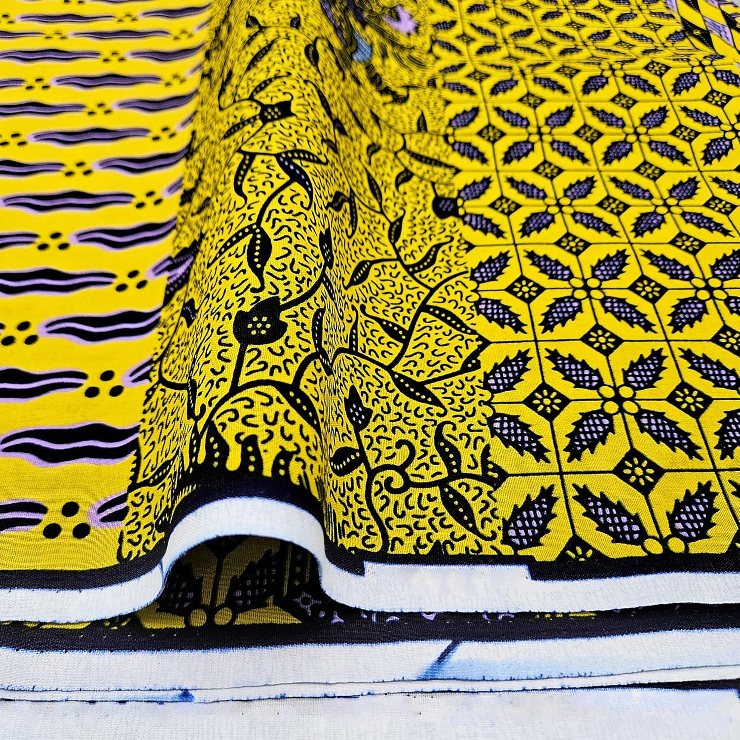 African Print Wax Fabric 6 Yards 100% Cotton – Ankara Fabric for Party Outfits, DIY Crafts, Scarves, Aprons, and Home Decor (2Q1-2)