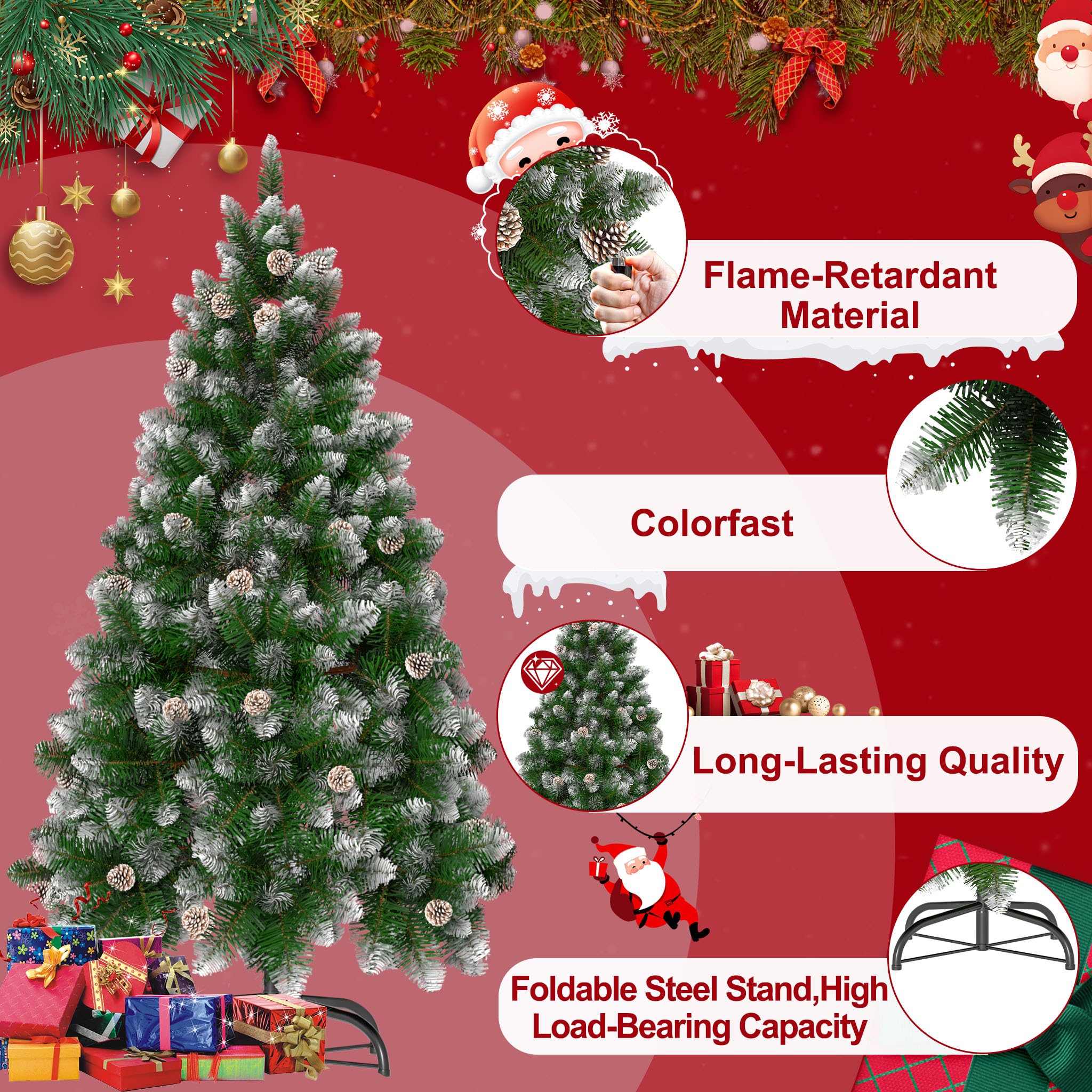 UISEBRT Künstlicher Weihnachtsbaum Mit Beleuchtung 180cm