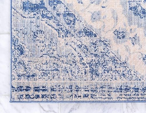 Miniatura 7 de Unique Loom Asheville Collection - Alfombra vintage tradicional, medallón, granja, envejecida, 9 pies 0 pulgadas x 12 pies 0 pulgadas, azulazul claro