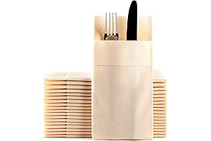 50 Count Ivory Dinner Napkins, Cloth-Like, Linen-Feel, Disposable