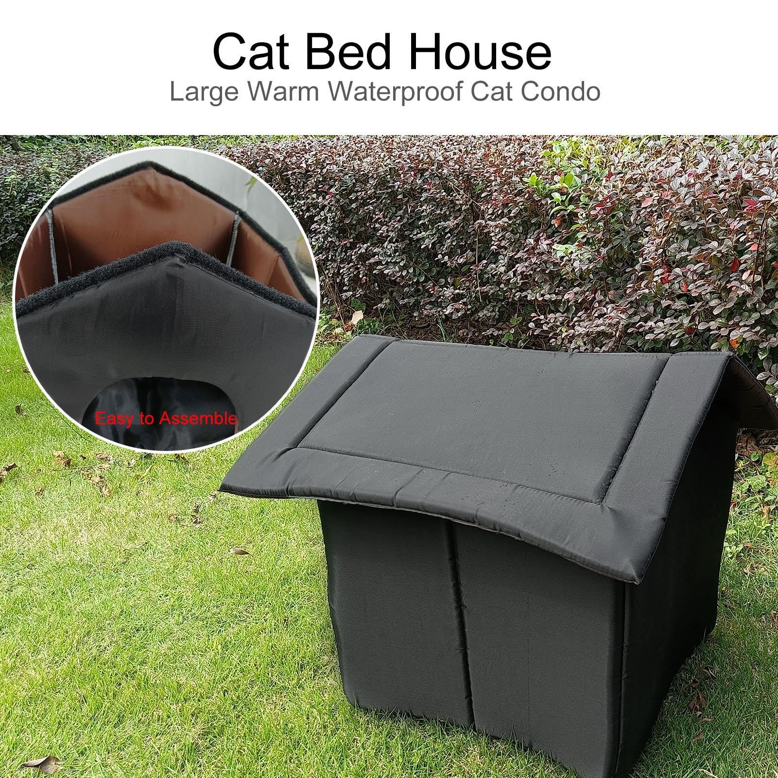 Kattenhuis – kattenhok voor buiten, weerbestendig kattenhuis, geïsoleerd waterdicht kattenhuis, winterschuilplaats buiten, huisdierhuis, huis bij temp