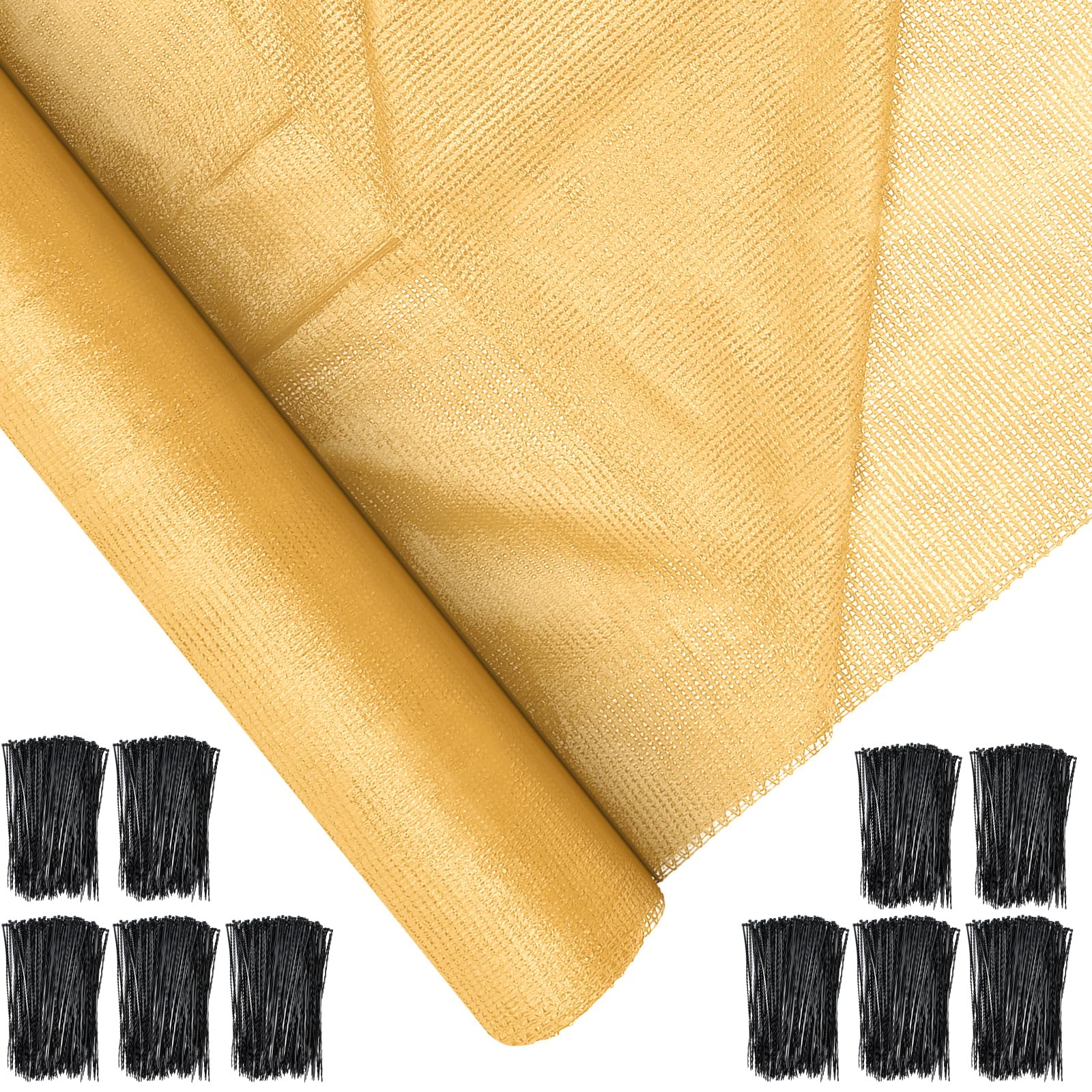 Red de sombra beige contra el calor extremo en plantas, terrazas y vallas