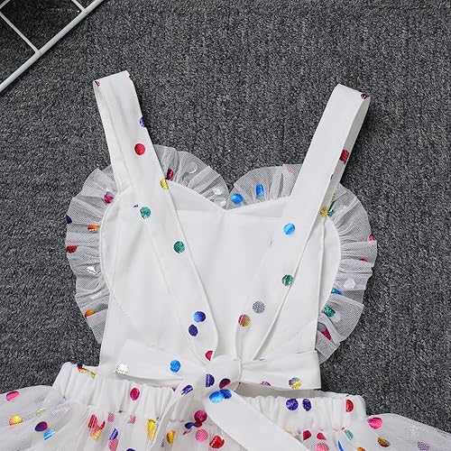 Miniatura 5 de Vestido de tutú con lentejuelas para bebé, con estampado de lunares y flores, mangas con volantes, vestido de fiesta de cumpleaños de princesa