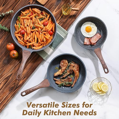 Miniatura 5 de SENSARTE Sartén antiadherente, sartenes de tortilla con revestimiento de granito suizo, utensilios de cocina saludables, sartén de chef sin PFOA