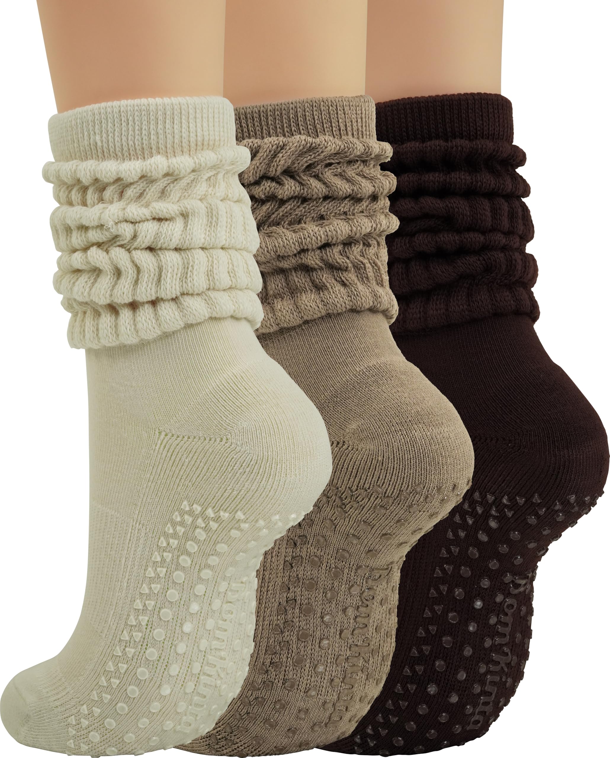 BomKinta Pilates Socks with Grips for Women - Yoga Grippy Slouch Scrunch Sock - Slipper Socks for Barre