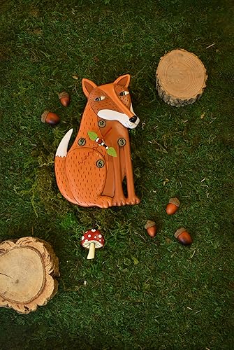 Miniatura 2 de Allen Designs Enesco - Reloj de pared con péndulo esculpido en forma de zorro forrajero, 14 pulgadas, multicolor