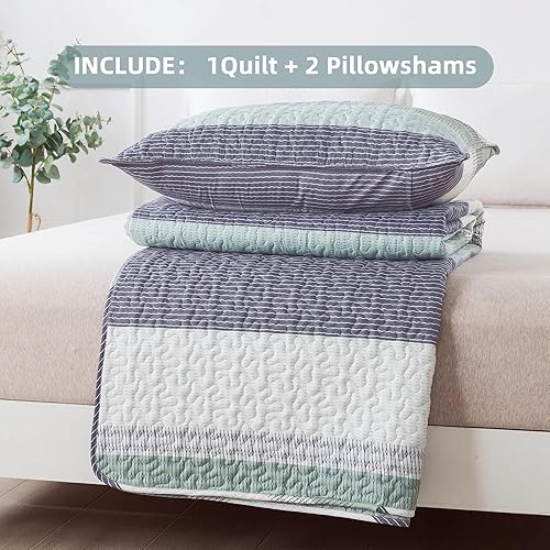 Miniatura 7 de Andency Juego de edredón de 3 piezas (1 edredón y 2 fundas de almohada), juego de colcha de retazos, suave y ligero (Super King, 120 x 120 pulgadas)