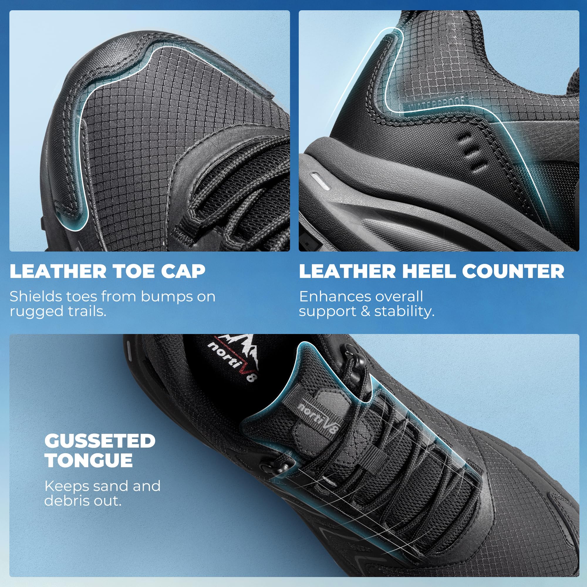 NORTIV 8 Scarpe Trekking Uomo Impermeabili Antiscivolo Leggere Comfort Camminate Outdoor Trekking Campeggio Arrampicata Uso Quotidiano Sneakers alla Moda