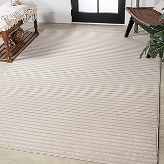 JONATHAN Y Aarhus High-Low Striped Ivory/Cream Indoor/Outdoor Area Rug 8...