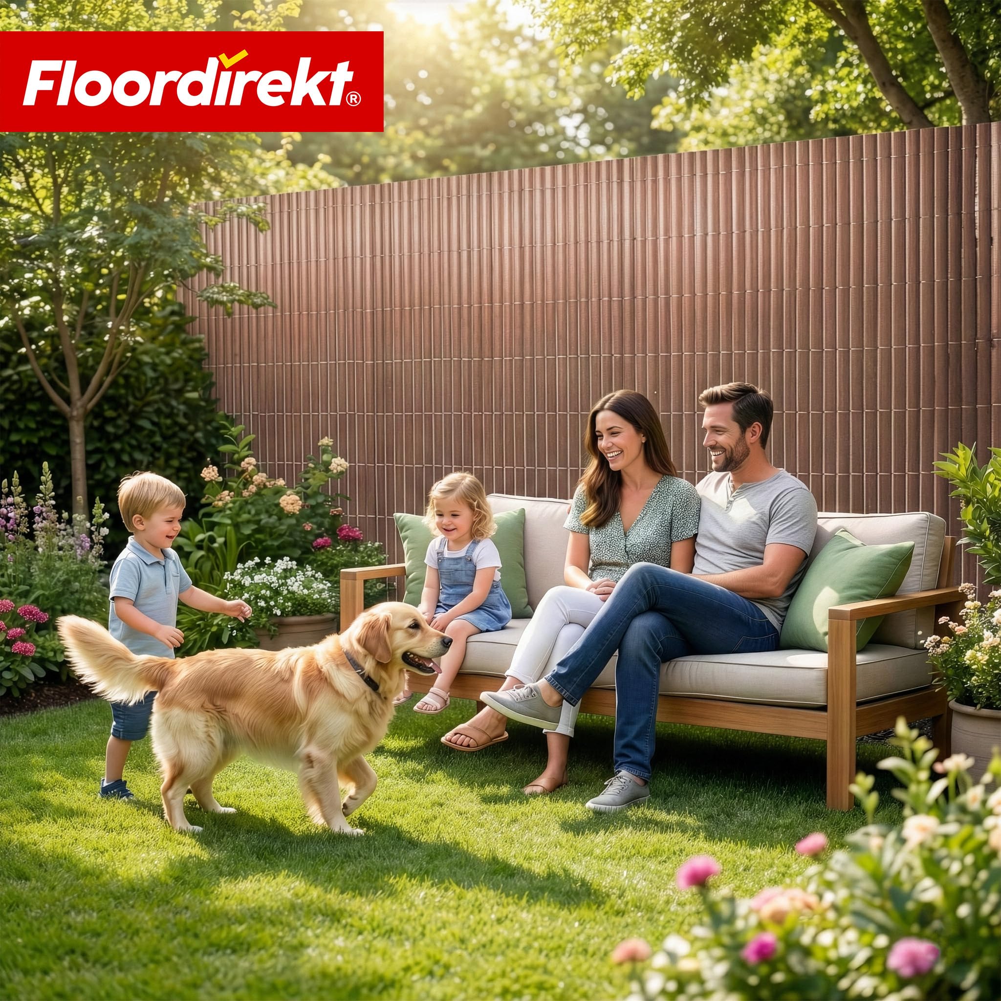 Floordirekt | Recinzione in PVC, paravento per privacy da giardino, piscine, balcone, terrazza, decorativo in PVC, resistente ai raggi UV, intemperie, antivento, 200 x 300 cm - Marrone