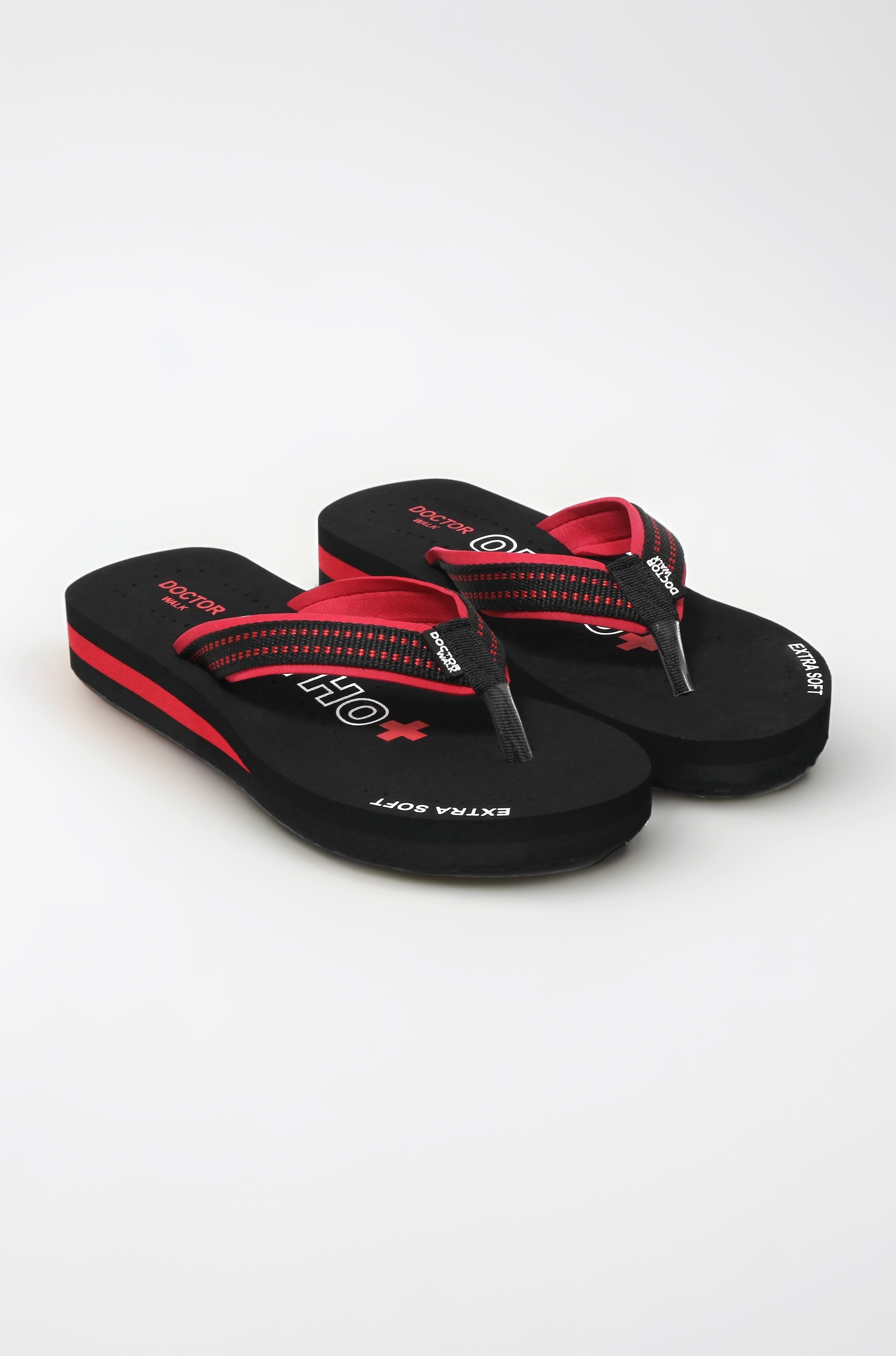 Soft Comfort Flip Flops, Black and Red, Cushioned Thong Sandals Slipper for Women's