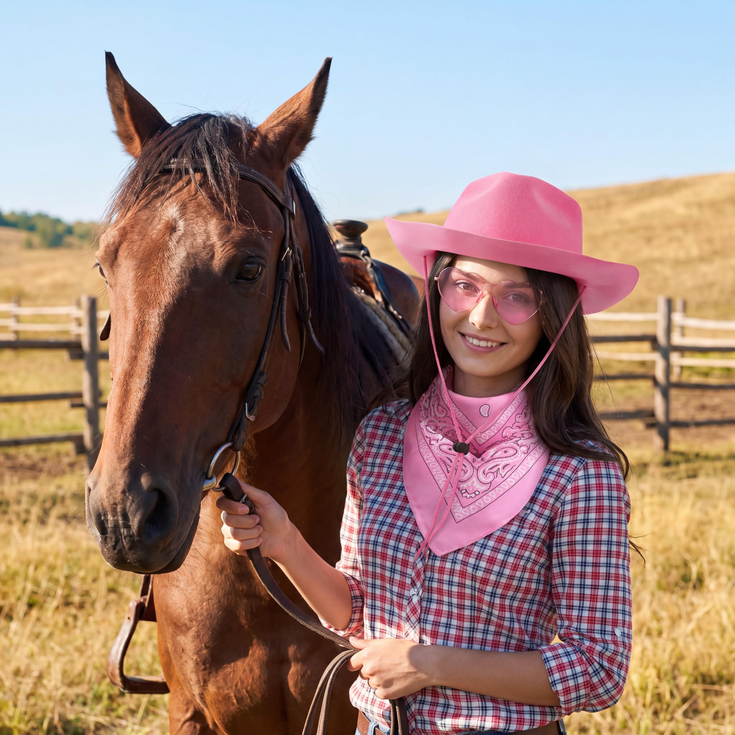 Mepase - Juego de 24 sombreros de ala ancha de vaquero desechables de plástico, para hombres y mujeres, fiesta de disfraces, rosa