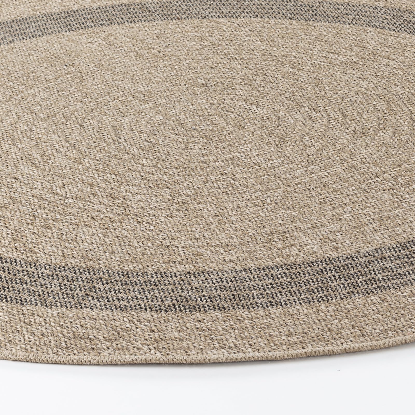 Surya Sintra Tapis d'extérieur Moderne pour Jardin, terrasse, Jardin - Facile à Nettoyer - Grand Tapis de Sol Rond - Beige et Gris - 100 cm