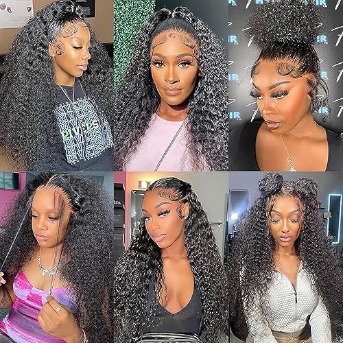 Miniatura 4 de Pelucas onduladas con encaje frontal, ondas profundas, densidad del 180%, prearrancadas, brasileñas, húmedas y de color natural, sin pegamento,