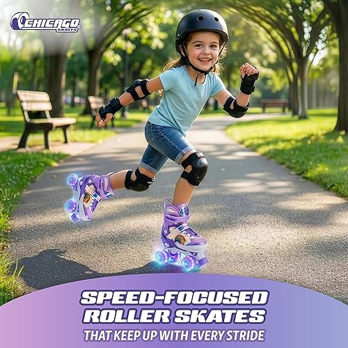 Miniatura 5 de Chicago Skates Glitzy - Patines de ruedas para niños, patines ajustables para niñas y niños, ruedas iluminadas, patines cuádruples duraderos para