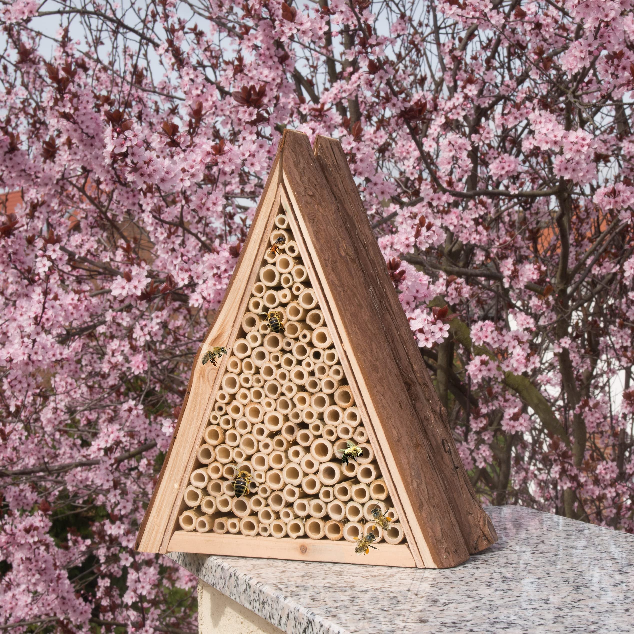 GARDIGO® Abri et Ruche pour Abeilles Solitaires en Bois Naturel; Hôtel Maison, Nichoir Abeilles Maçonnes Sauvages; Pollinisation Jardin; Made in Germany