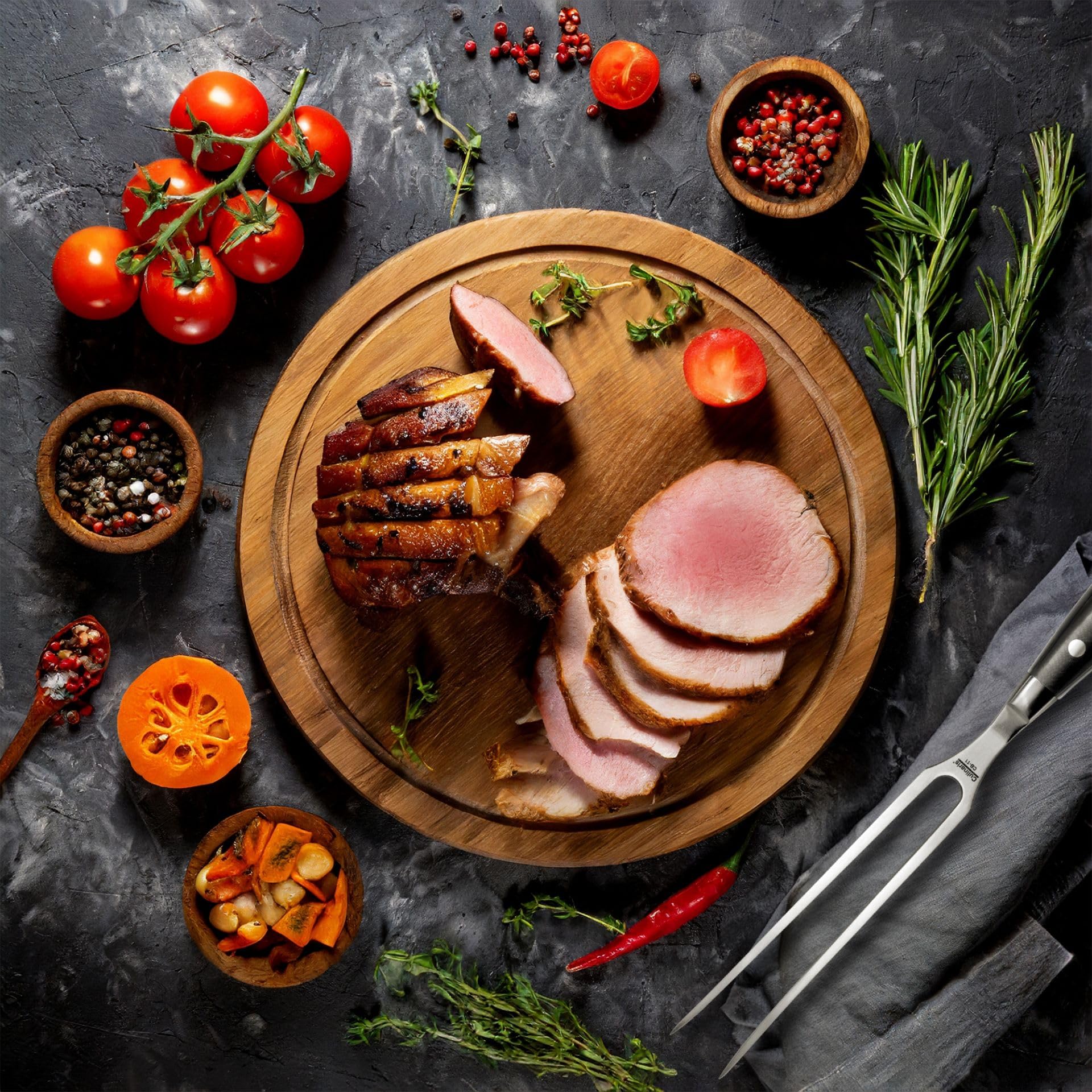 Culinaris Fleischgabel, Gabellänge 19 cm aus lebensmittelfreundlichem rostfreiem Edelstahl. Bratengabel Grillgabel mit dreifach genietetem ergonomischen Hartharz Griff