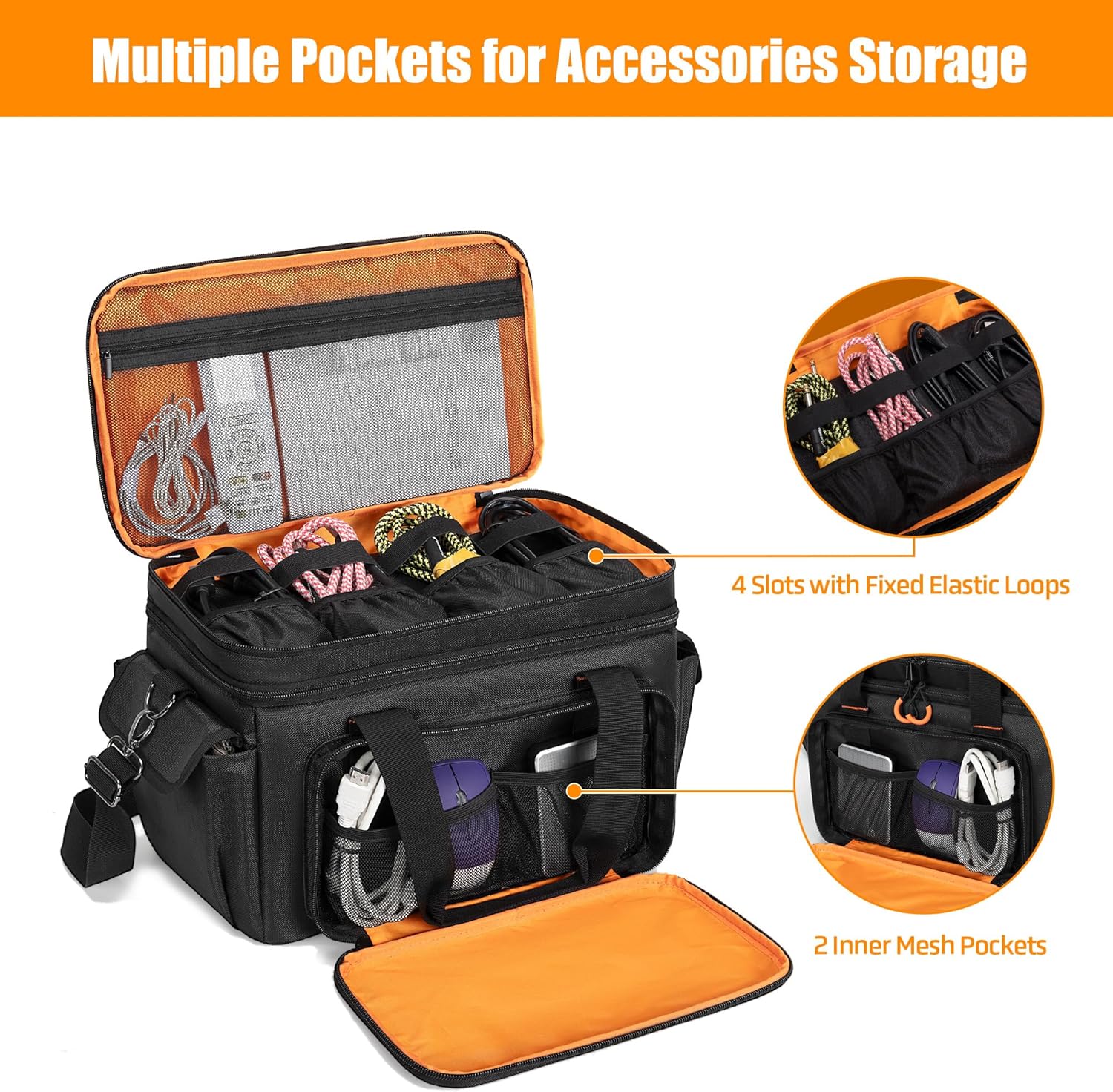 GRAOSO Travel Carry Bag Compatible with Positive Grid Spark 40 Amp, Double Layer Gig Bag with Multiple Pockets for Accessories, Music Gear Case with Handle Strap and Non-slip Bottom, Black